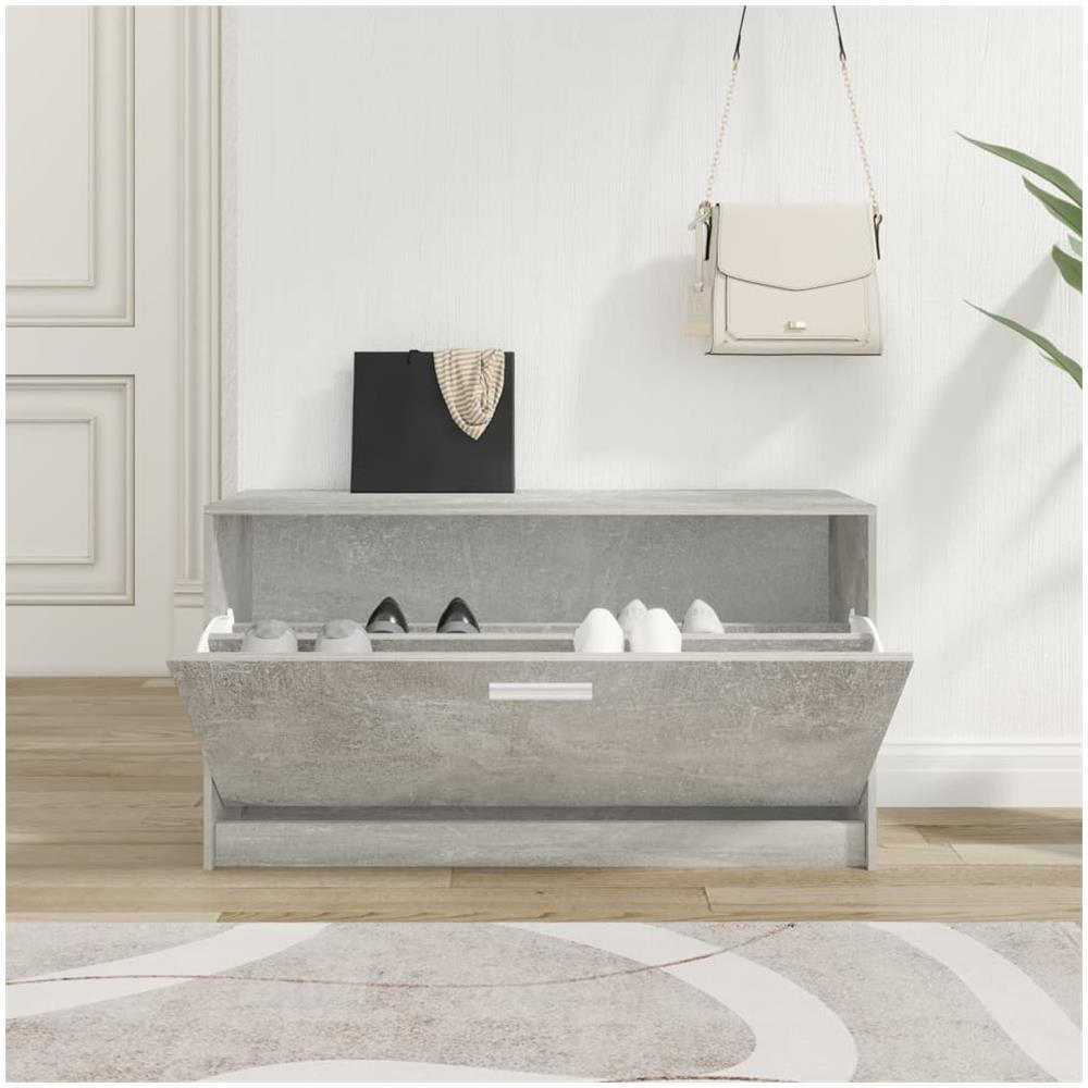 Scarpiera Grigio Cemento 80x24x45 Cm In Legno Multistrato - Foto 3