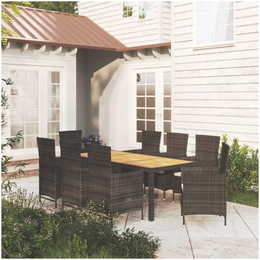 Set Mobili Da Giardino 9 Pz Con Cuscini In Polyrattan Nero - Foto 1