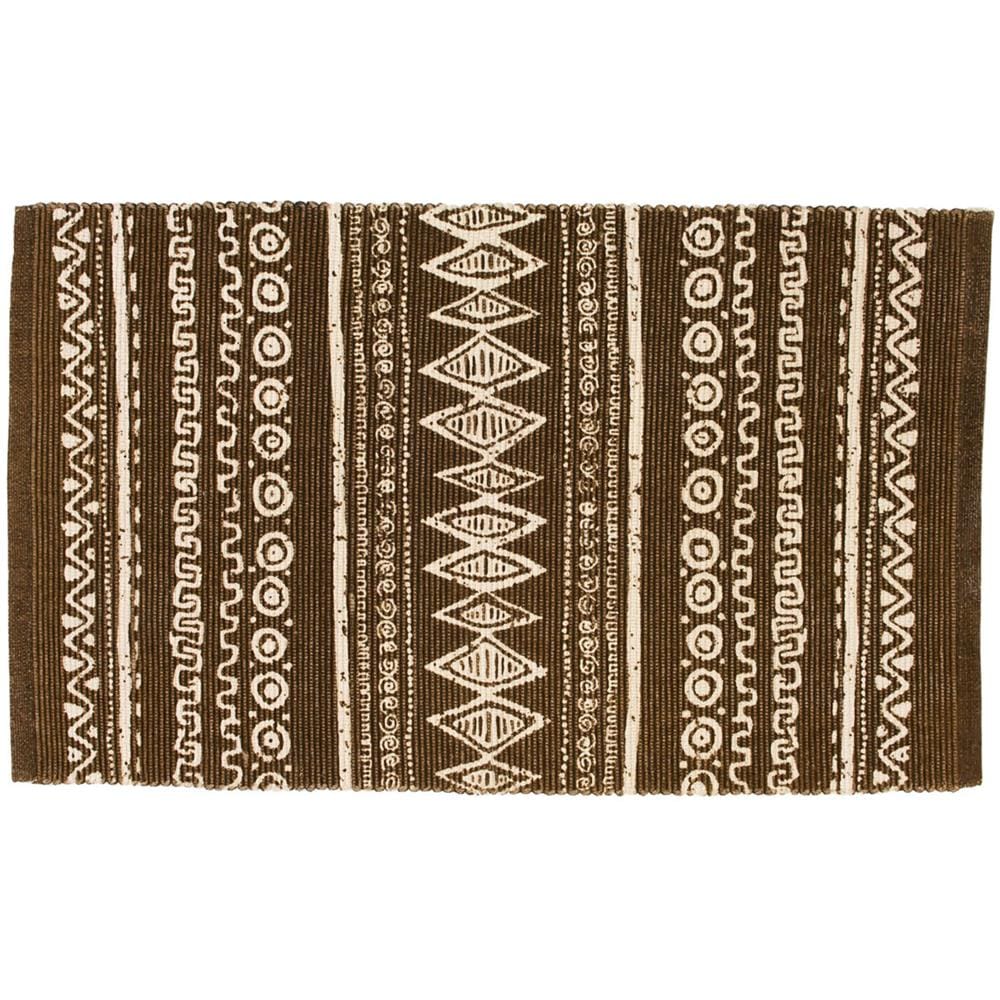 Tappeto Passatoia Cucina Indiano 100% Cotone Disegno Etnic Tortora 55x280 Tortora - Foto 1