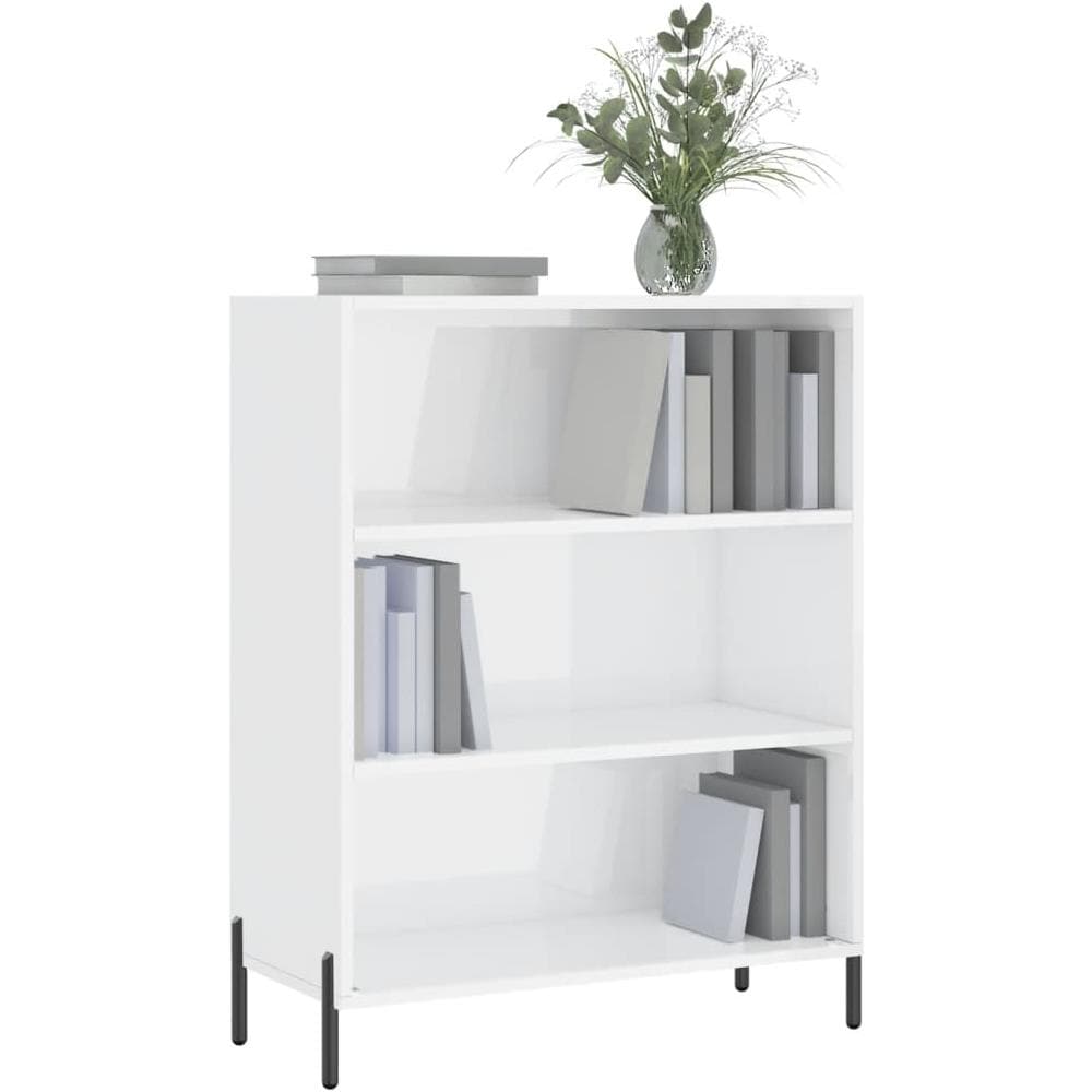 Scaffale Bianco Lucido 69,5x32,5x90 Cm In Legno Multistrato - Foto 3