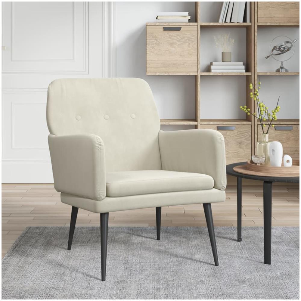 Poltrona Crema 62x79x79 Cm Velluto - Foto 1