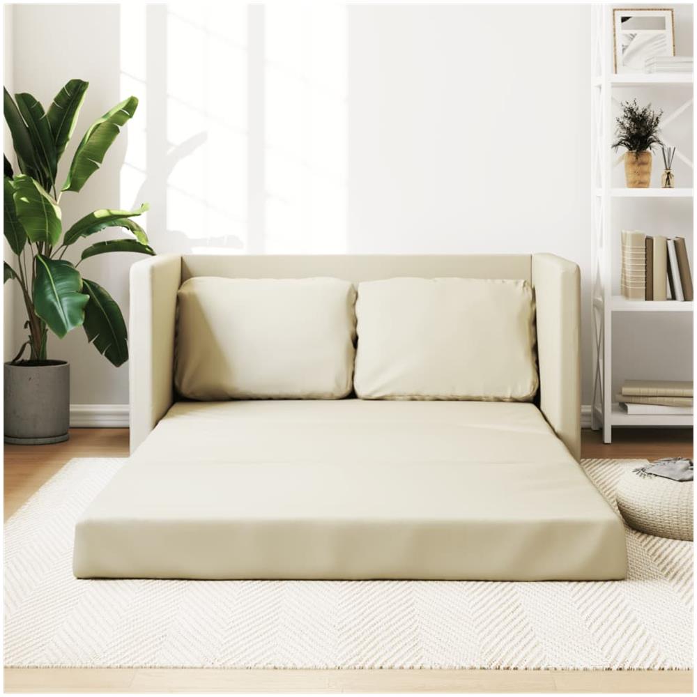 Divano Letto Da Terra 2 In 1 Crema 112x174x55 Cm Similpelle - Foto 1