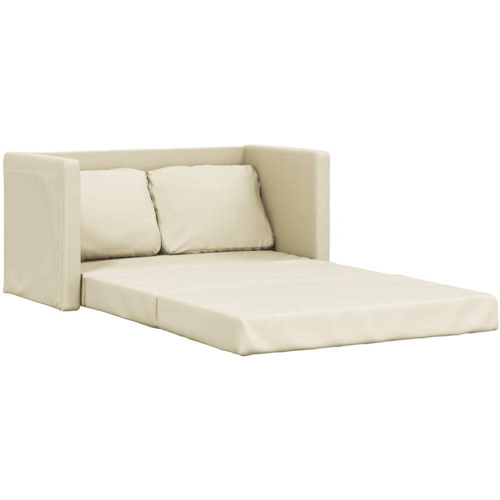 Divano Letto Da Terra 2 In 1 Crema 112x174x55 Cm Similpelle - Foto 2