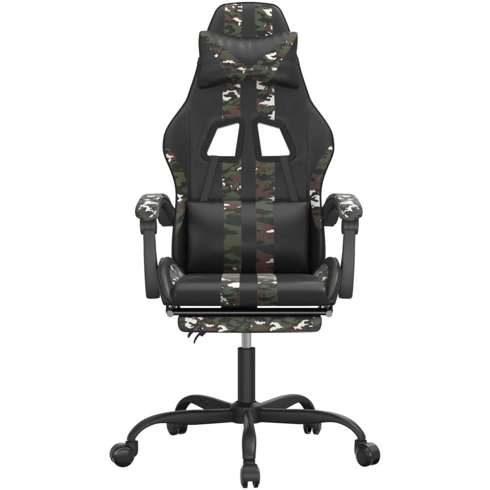 Sedia da Gaming Girevole Poggiapiedi Nero e Mimetico Similpelle - Foto 2