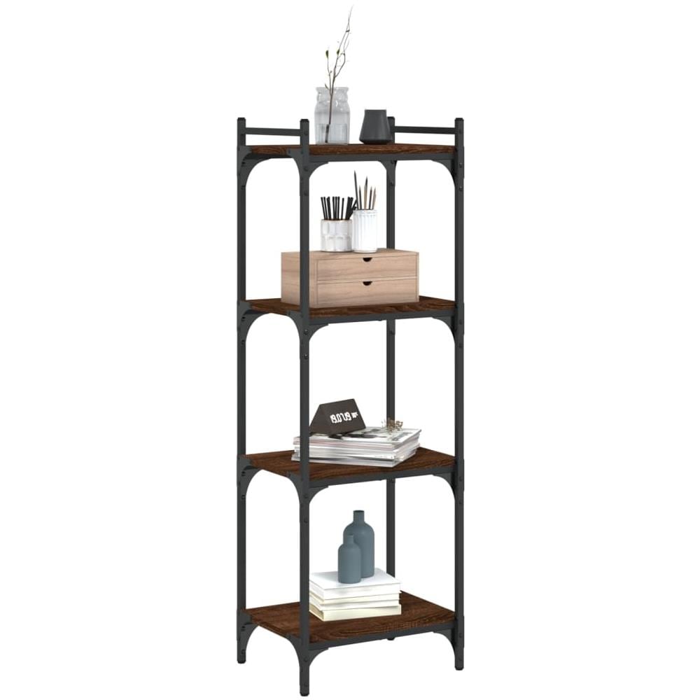 Libreria 4 Ripiani Rovere Marrone 40x30x120cm Legno Multistrato - Foto 3