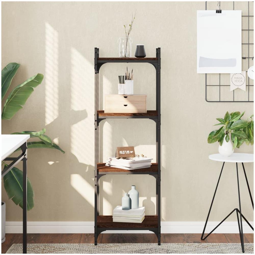 Libreria 4 Ripiani Rovere Marrone 40x30x120cm Legno Multistrato - Foto 1