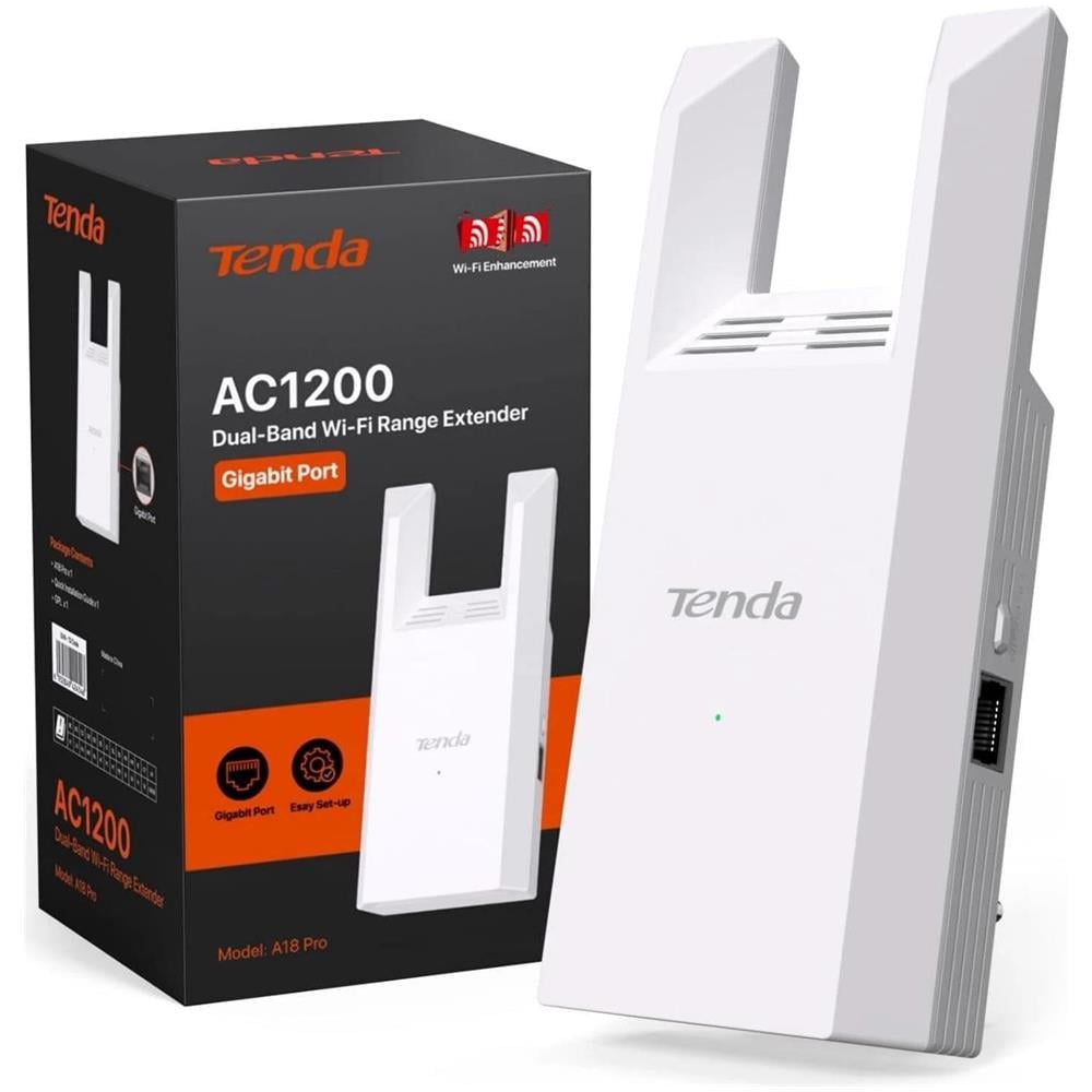 WIFI RANGE EXTENDER WIRELESS TENDA A18 Pro AC1200 DUAL BAND ANTENNE ESTERNE FISSE 3dBi - Foto 1