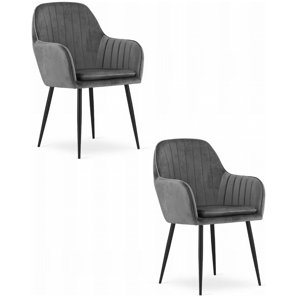 Sedia LUGO - Velluto grigio scuro con gambe nere x2 - Foto 1