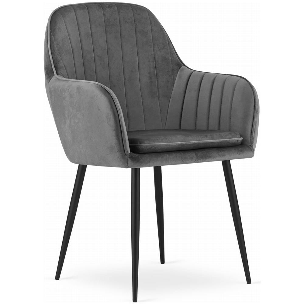 Sedia LUGO - Velluto grigio scuro con gambe nere x2 - Foto 2