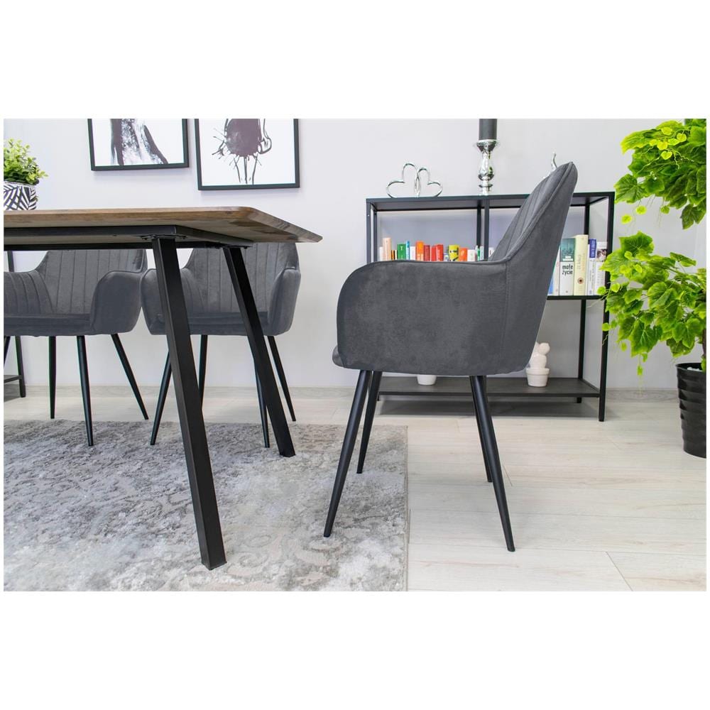 Sedia LUGO - Velluto grigio scuro con gambe nere x2 - Foto 10