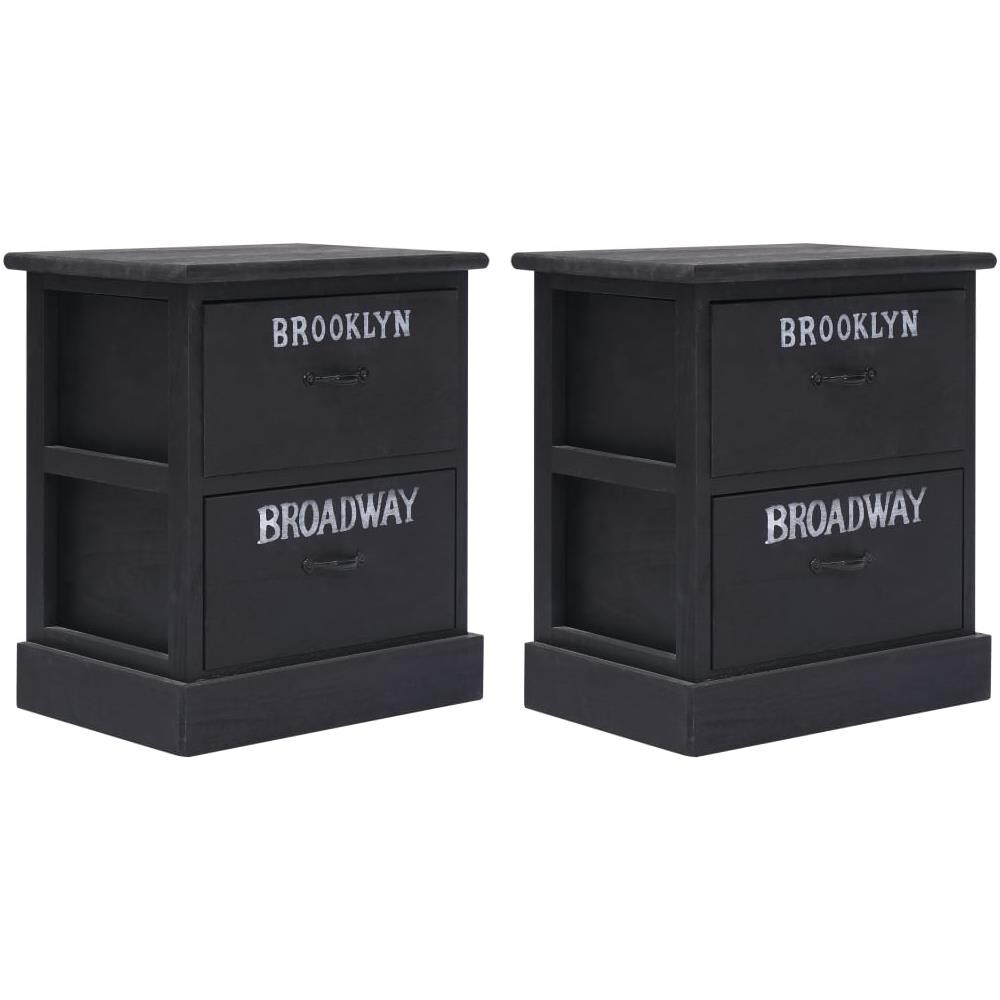 Comodini 2pz Neri 38x28x45 Cm In Legno Di Paulonia - Foto 1