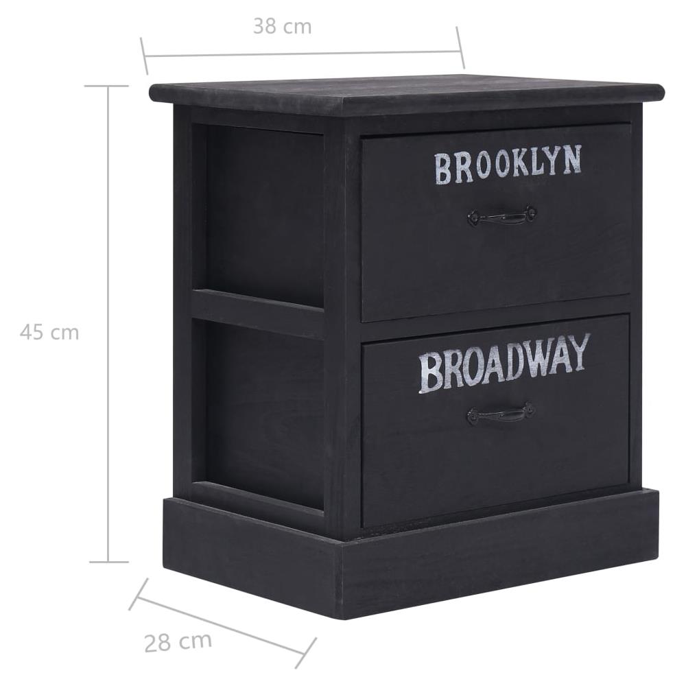 Comodini 2pz Neri 38x28x45 Cm In Legno Di Paulonia - Foto 7