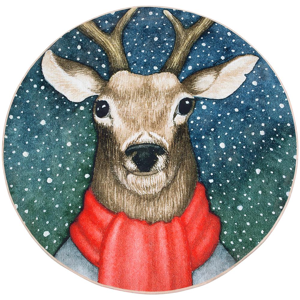Tappeto Natalizio Motivo Renna Ø140 Cm Eregli - Foto 1