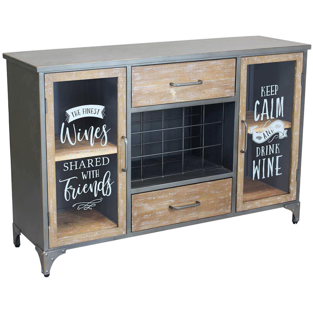 Orly - Madia Industrial In Acciaio E Legno Con Portabottiglie - Foto 1