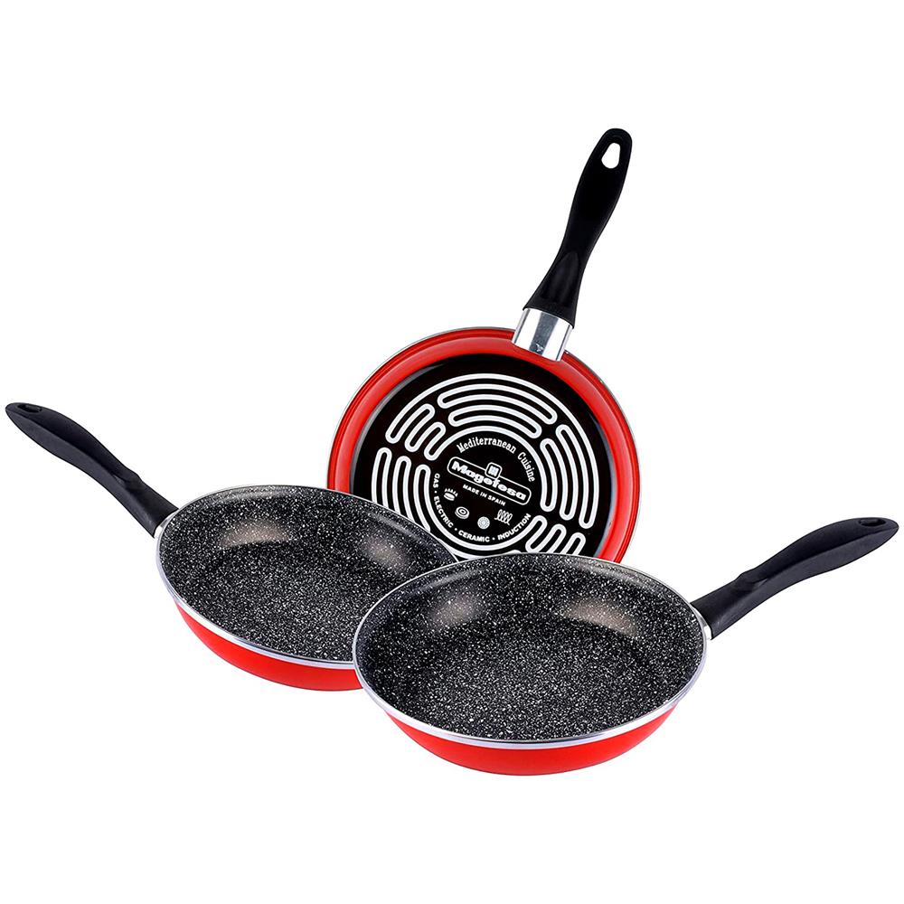 K2 Rojo 3 Padelle 20-24-28cm Induzione, Pfoa-free Antiaderente Stone Acciaio Vetrificato - Foto 1