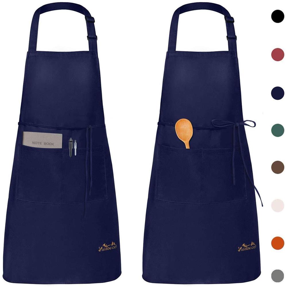 2 Confezioni Grembiule Da Cucina Impermeabile Regolabile Chef Grembiule Con Tasche Per La Casa Ristorante Artigianato Giardino Barbecue Scuola Coffee House Grembiule Per Donne Degli Uomini (navy-02) - Foto 1