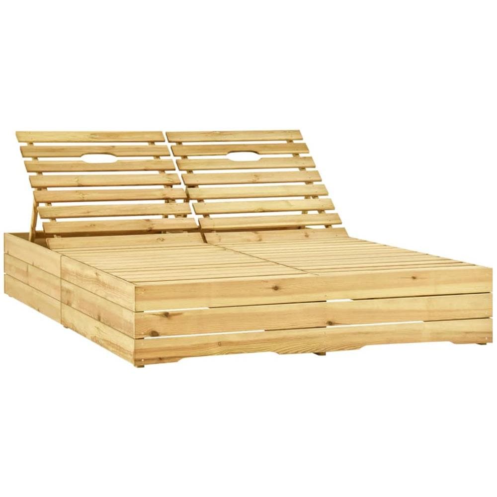 Lettino Prendisole Doppio con Cuscini in Pino Impregnato - Foto 2