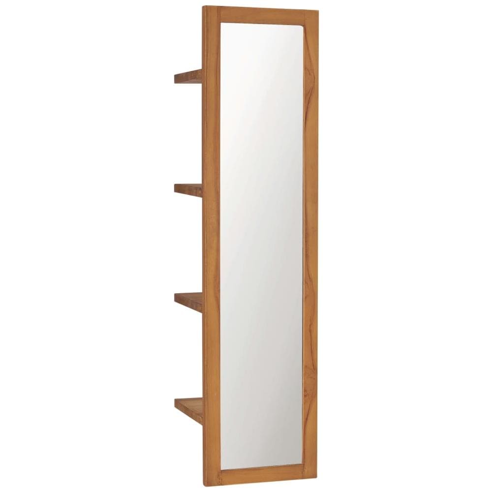 Specchio da Parete con Mensole 30x30x120 cm in Massello di Teak - Foto 1