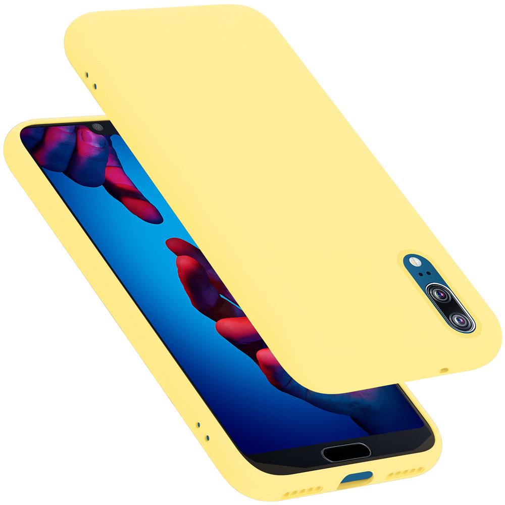 Custodia Compatibile Con Huawei P20 In Liquid Giallo - Coperchio Protettivo In Silicone Tpu Flessibile - Foto 1