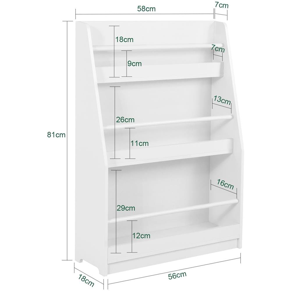 Libreria Per Bambini Con 3 Ripiani Scaffale Per Giocattoli Scaffale Per Bambini Organizzatore Di Giocattoli Portaoggetti Bianco, Kmb45-w - Foto 2