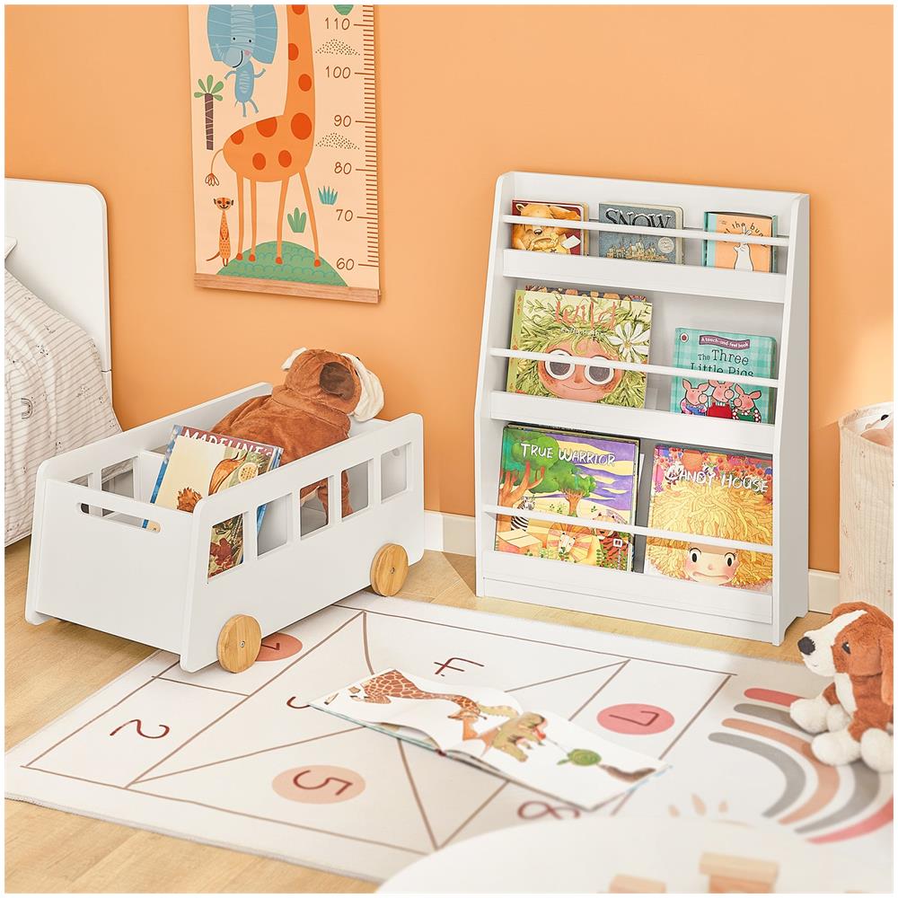 Libreria Per Bambini Con 3 Ripiani Scaffale Per Giocattoli Scaffale Per Bambini Organizzatore Di Giocattoli Portaoggetti Bianco, Kmb45-w - Foto 5