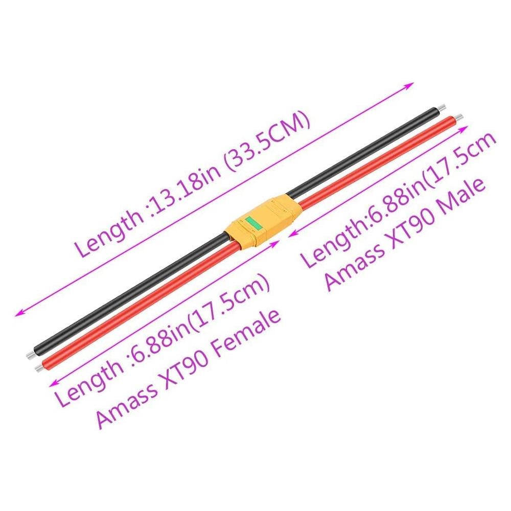 1 Paio X90 Femmina Maschio Connettore Spina Con Cavo 10awg Per Batteria Scooter (1 Paio Xt90 Con Cavo 10awg) - Foto 2