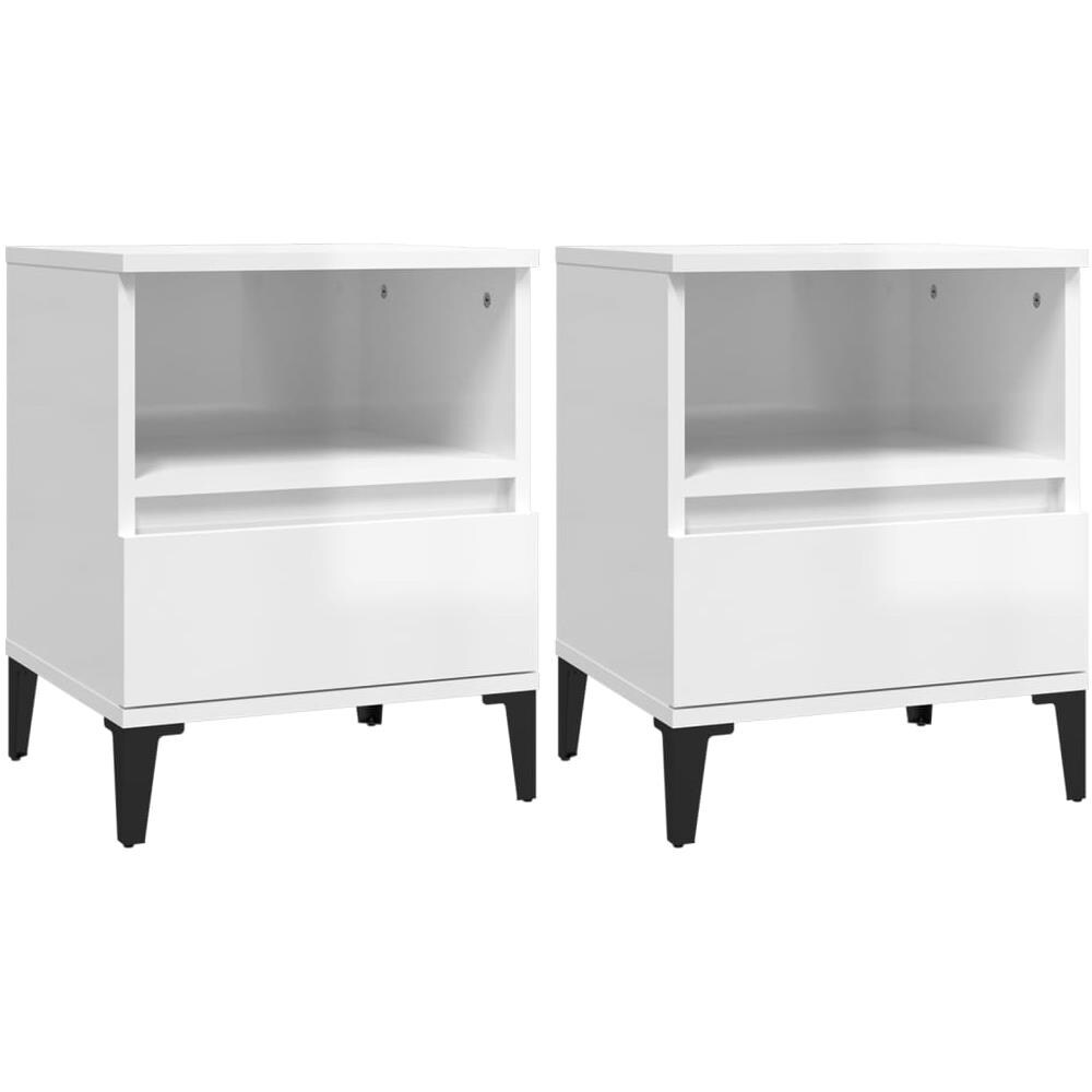 Comodini 2 Pz In Bianco Lucido 40x35x50 Cm - Foto 2