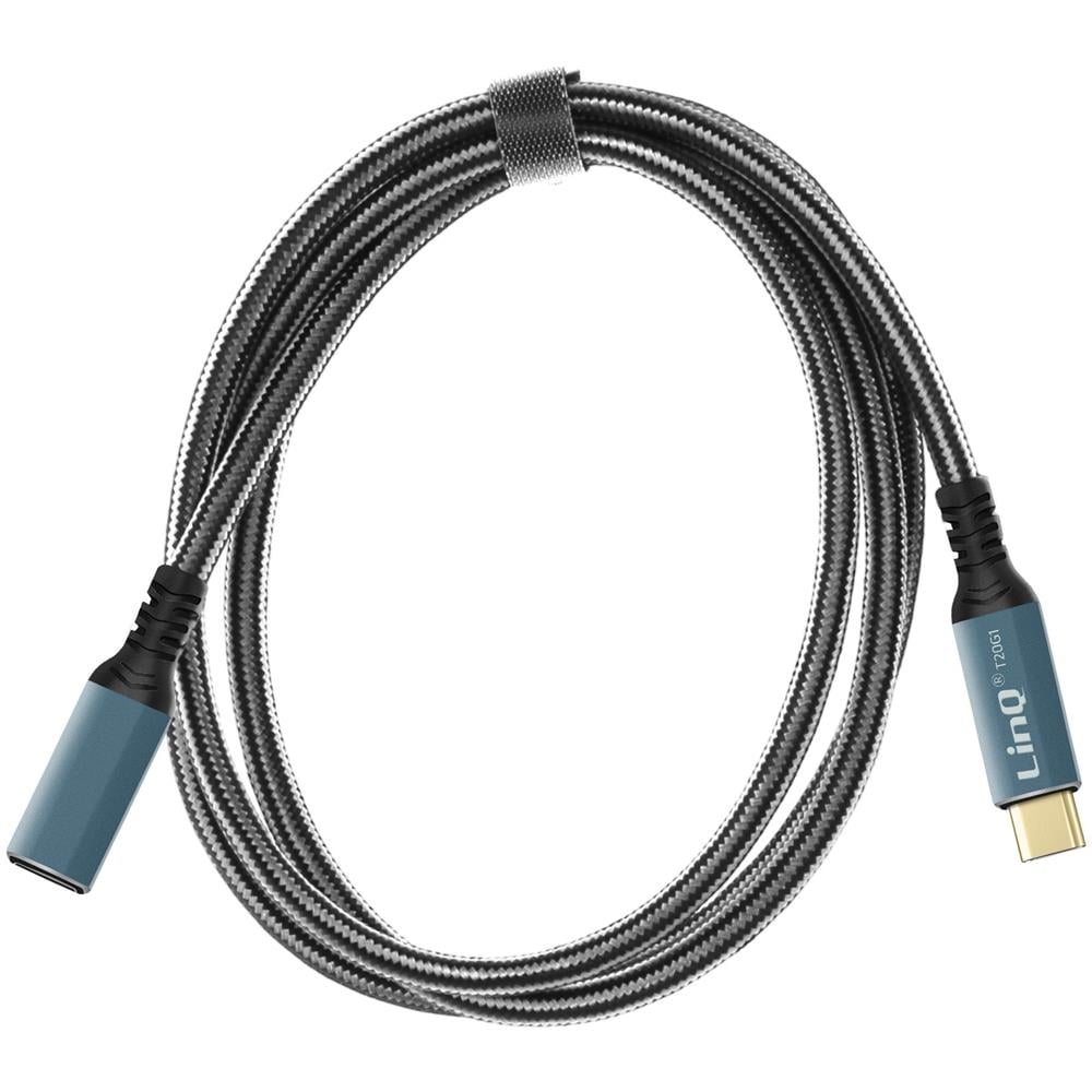 Cavo Prolunga Usb-c Carica 100w Video 8k Trasferimento 20gbps 1 Metro E 20, Grigio - Foto 1