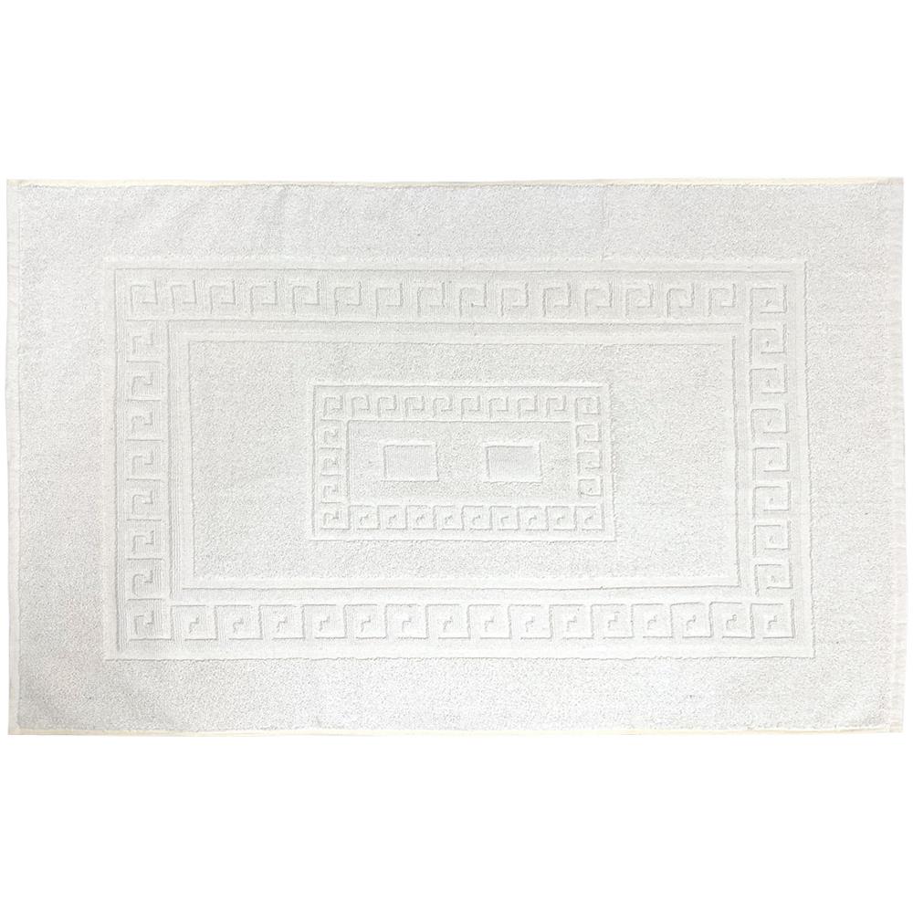 Tappeto Bagno Doccia Spugna Tinta Unita Torino Tappetino Super Assorbente In Cotone Pelo Corto Con Greca 45x60 Bianco - Foto 1