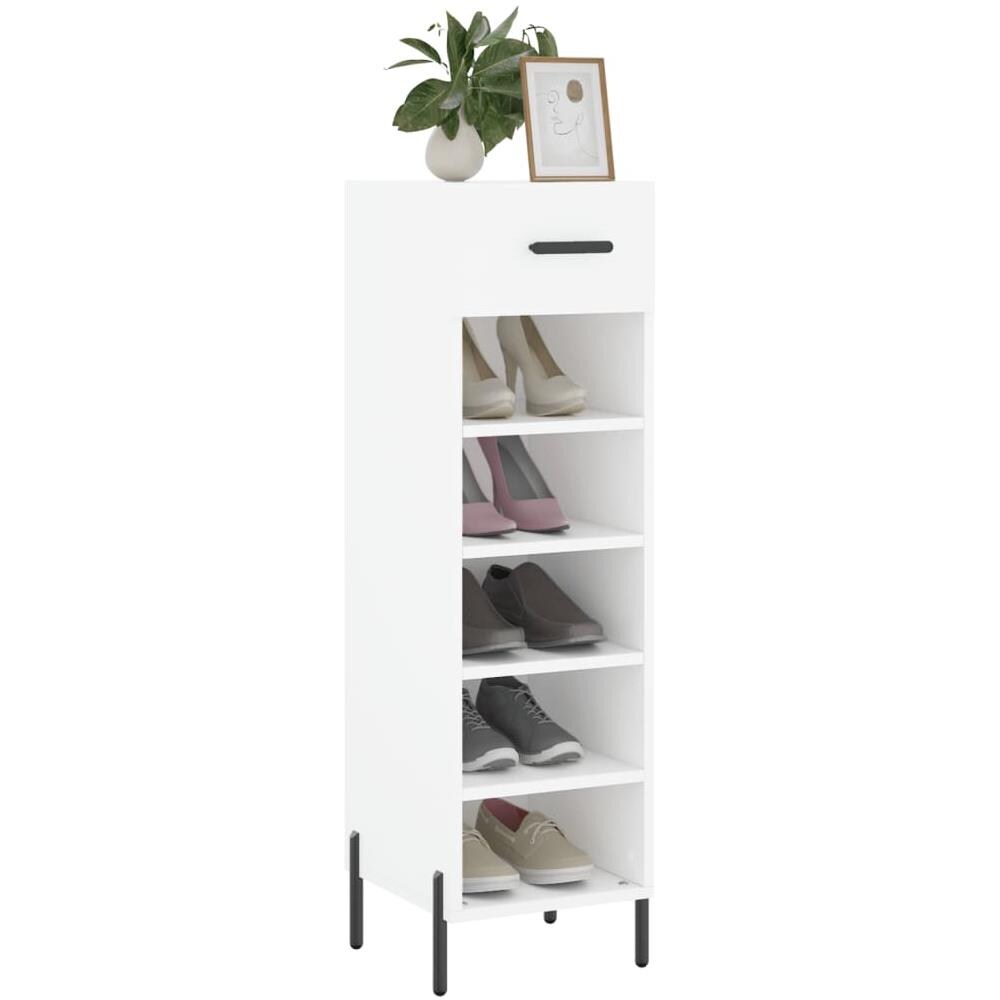 Scarpiera Bianca 30x35x105 Cm In Legno Multistrato - Foto 3