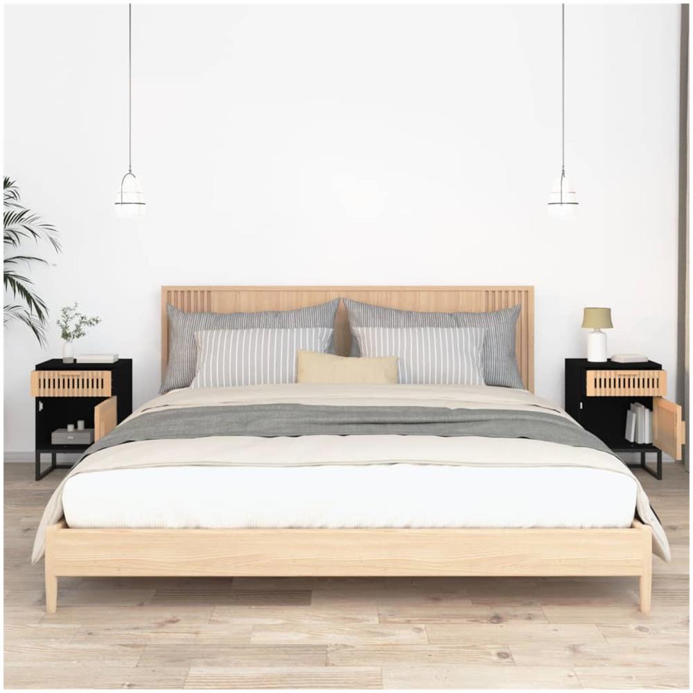 Comodini 2 Pz Neri 40x30x55,5 Cm Legno Multistrato E Ferro - Foto 3