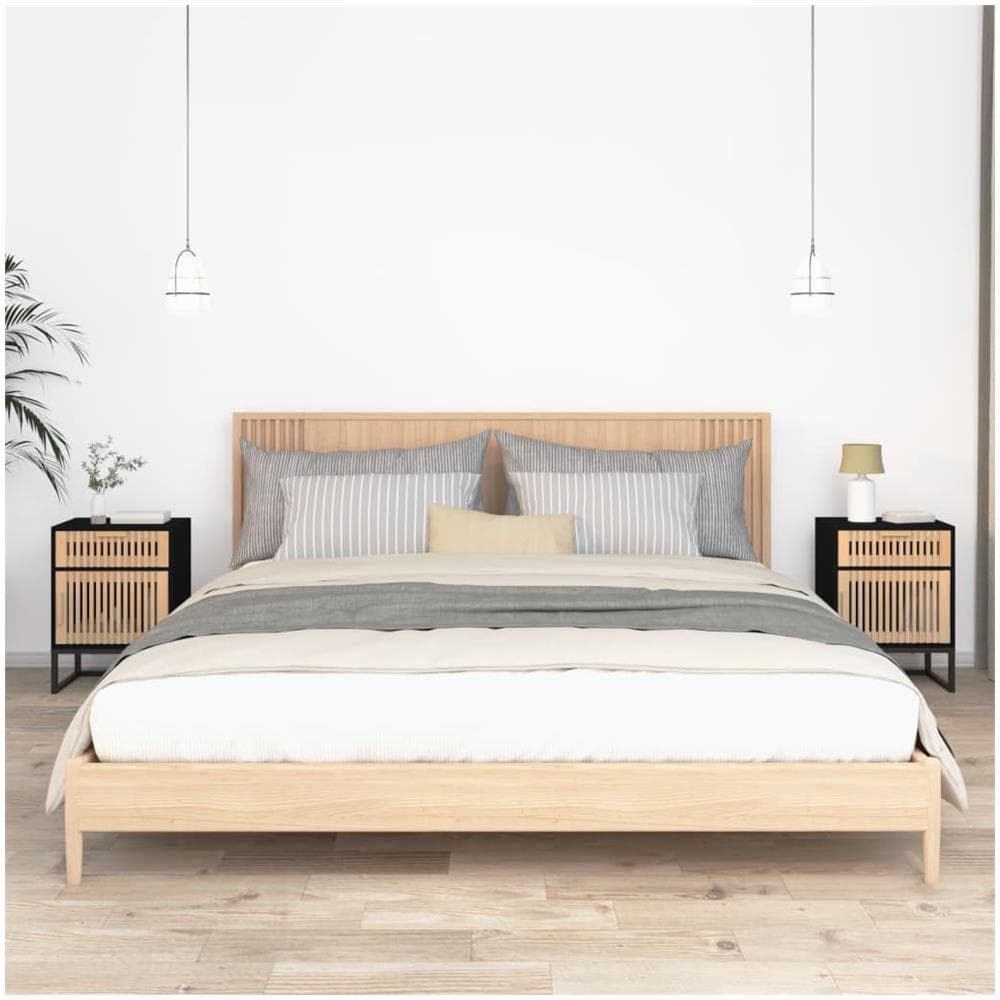 Comodini 2 Pz Neri 40x30x55,5 Cm Legno Multistrato E Ferro - Foto 1