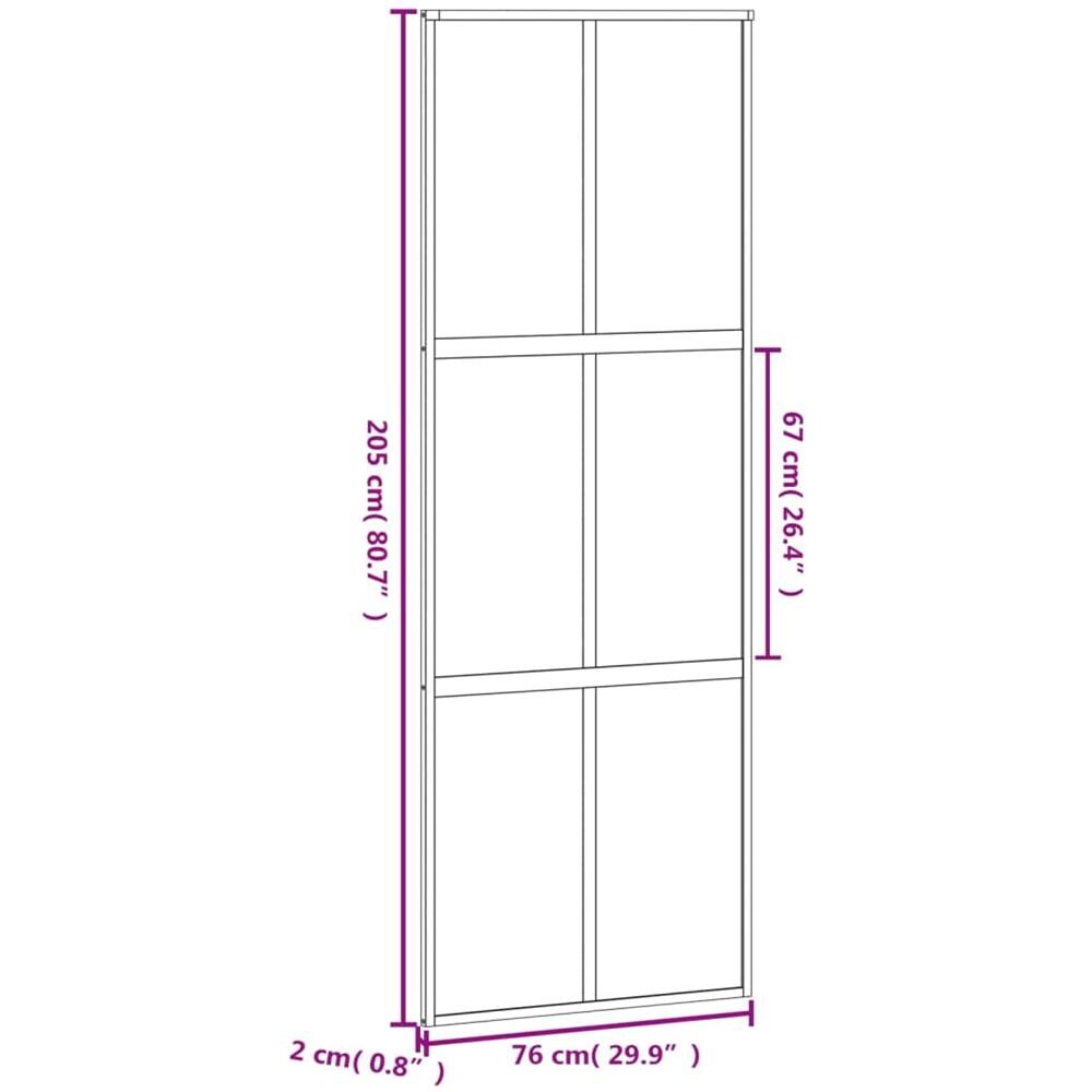 Porta Scorrevole Nera 76x205 Cm In Vetro Temperato E Alluminio - Foto 7