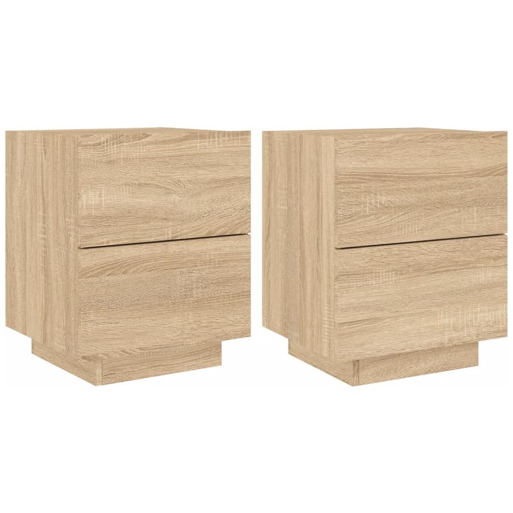 Comodini Con Luci Led 2pz Rovere Sonoma In Legno Multistrato - Foto 2
