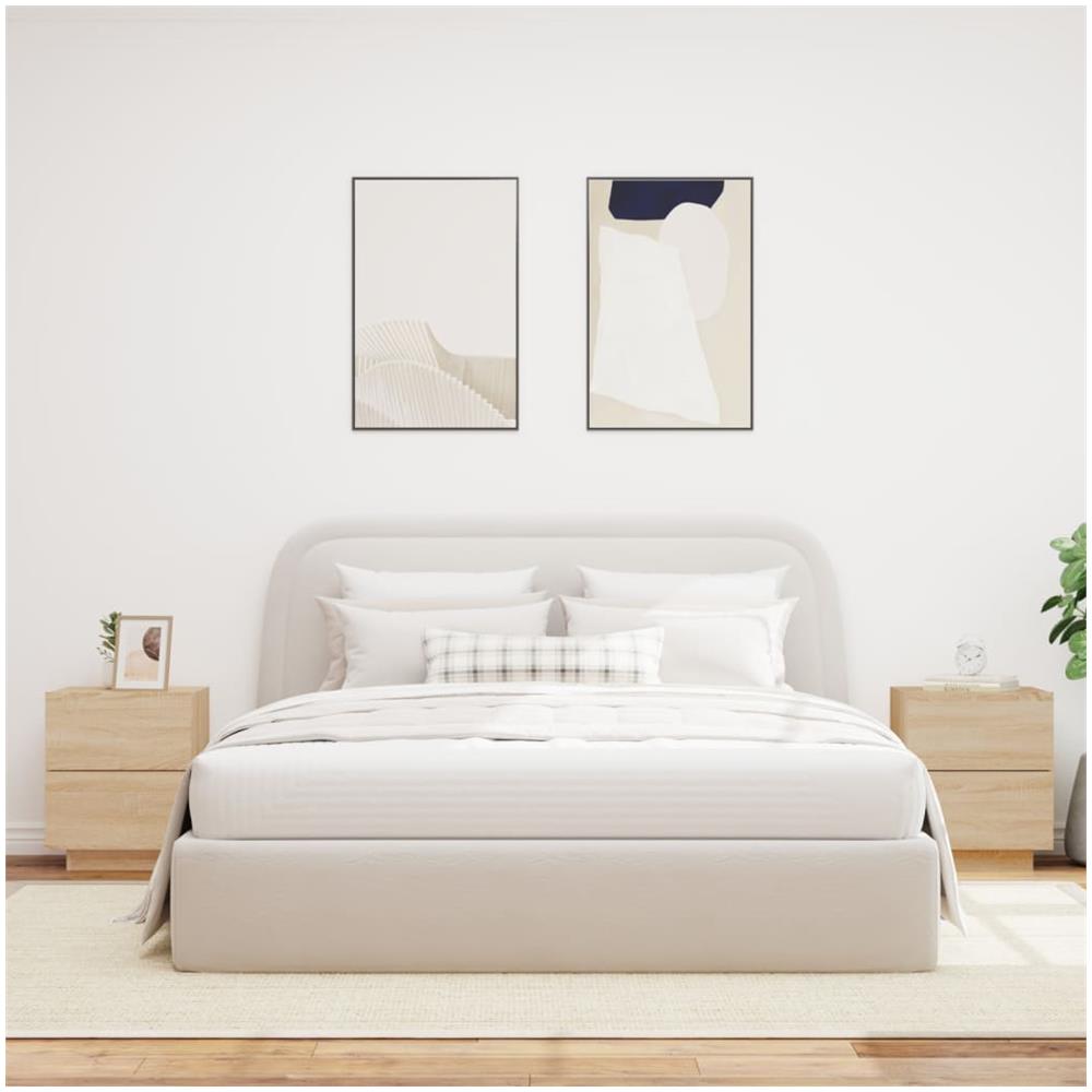 Comodini Con Luci Led 2pz Rovere Sonoma In Legno Multistrato - Foto 3