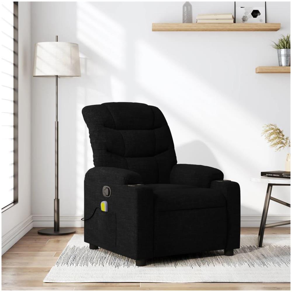 Poltrona Massaggiante Reclinabile Nera in Tessuto - Foto 2