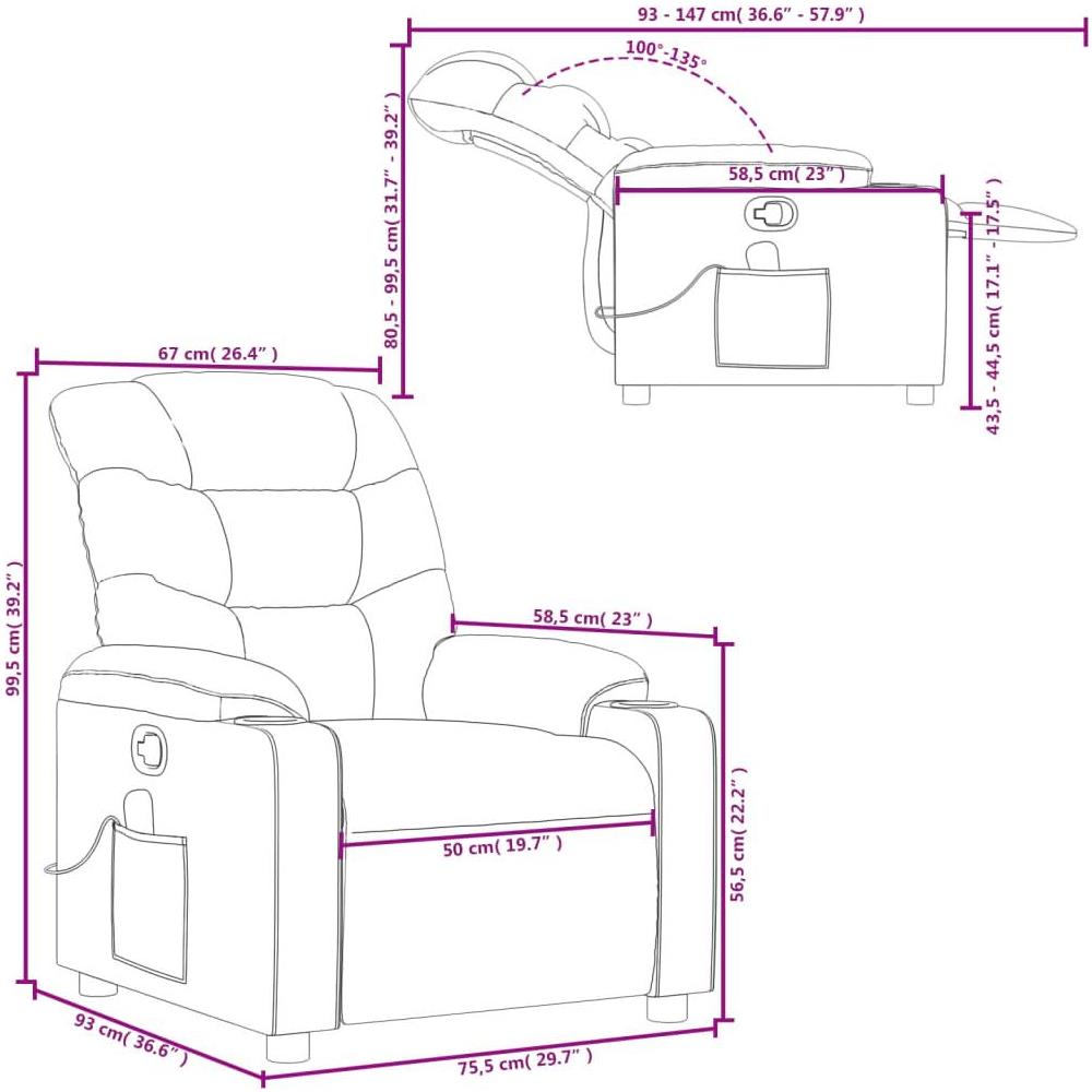 Poltrona Massaggiante Reclinabile Nera in Tessuto - Foto 10