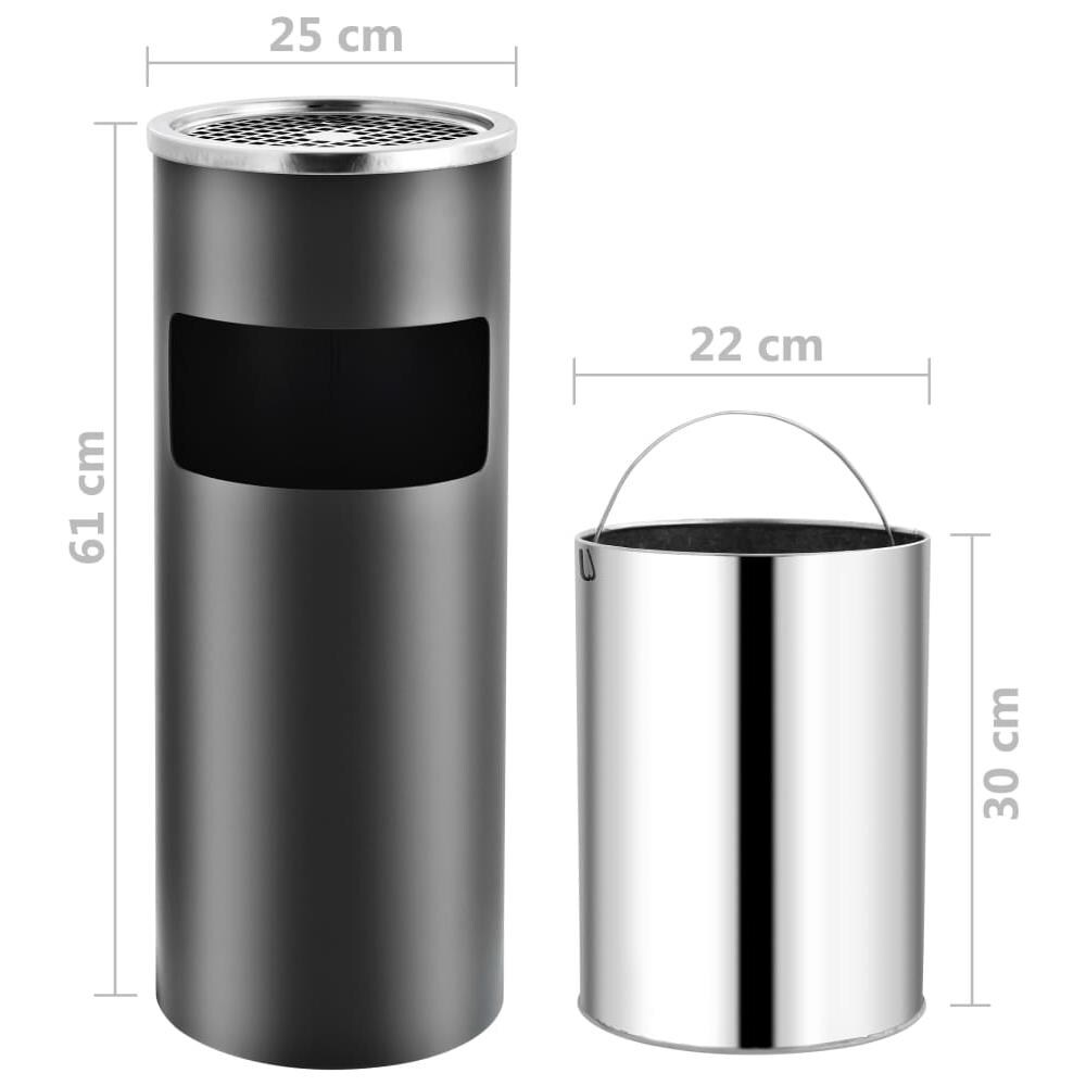 Pattumiera Con Posacenere Da Albergo 30 L Acciaio Grigio - Foto 6