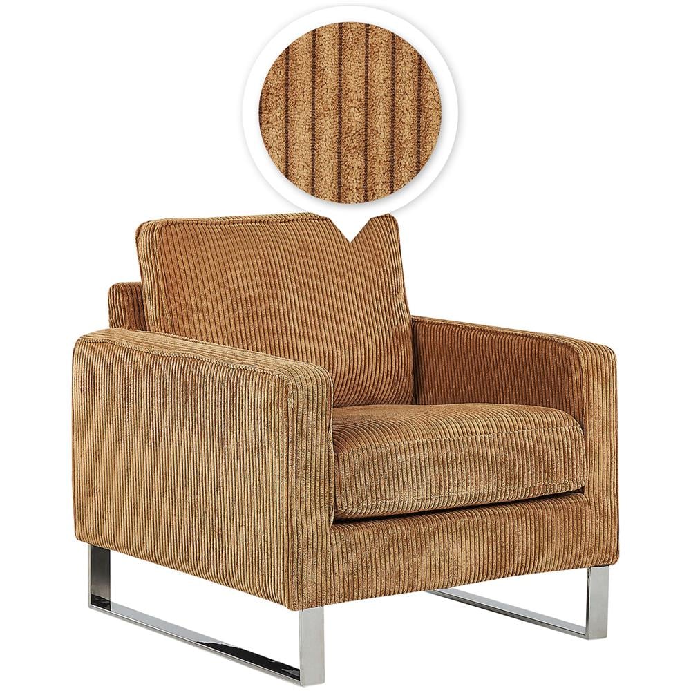 Poltrona In Velluto A Coste Marrone Chiaro Vind - Foto 1