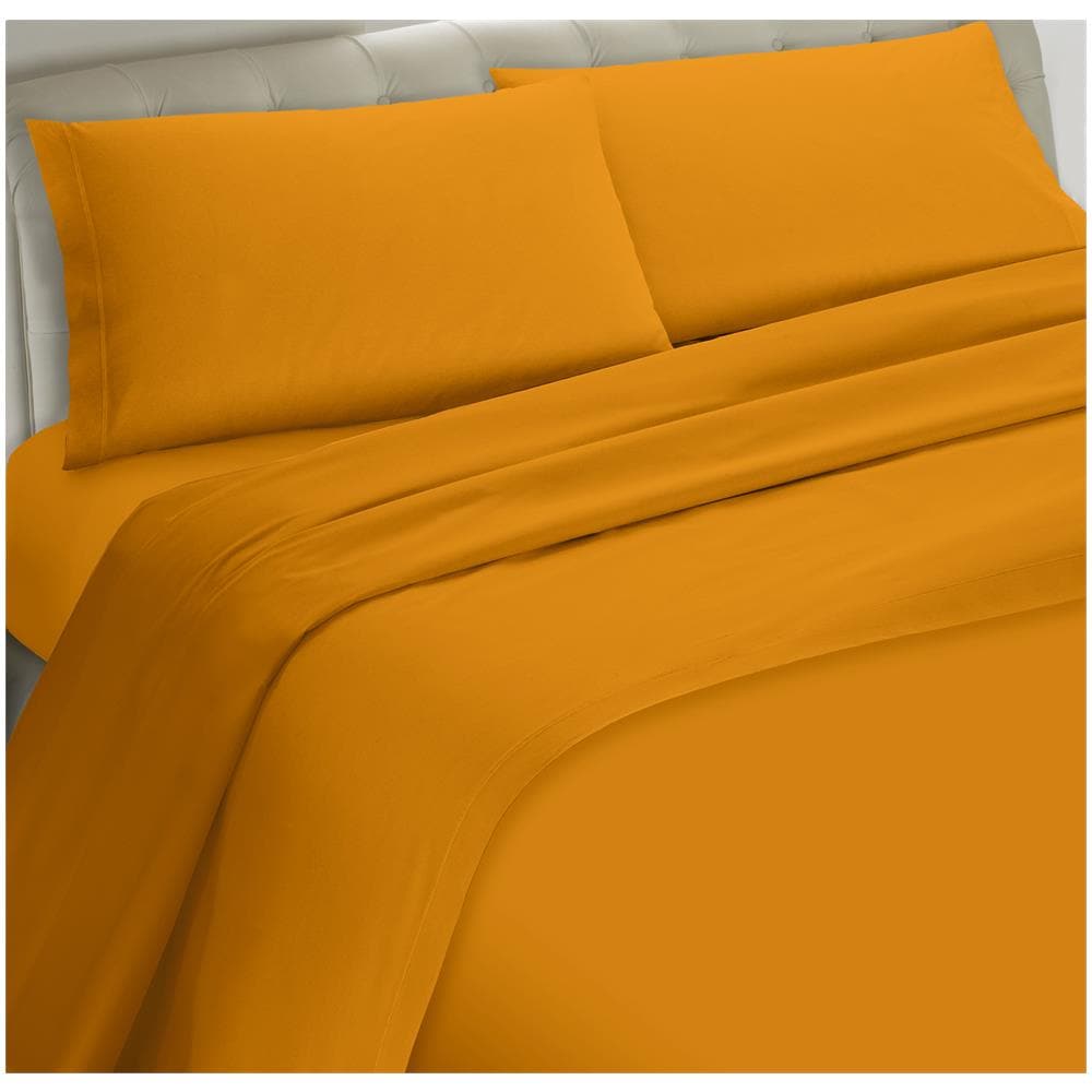 Set Completo Lenzuola 100% Microfibra - Singolo, Lenzuolo Sopra 150 X 290 Cm, Lenzuolo Sotto 80/90 X 190/200 X 25 Cm, 1 Federa 52 X 82 Cm - Oro - Foto 1