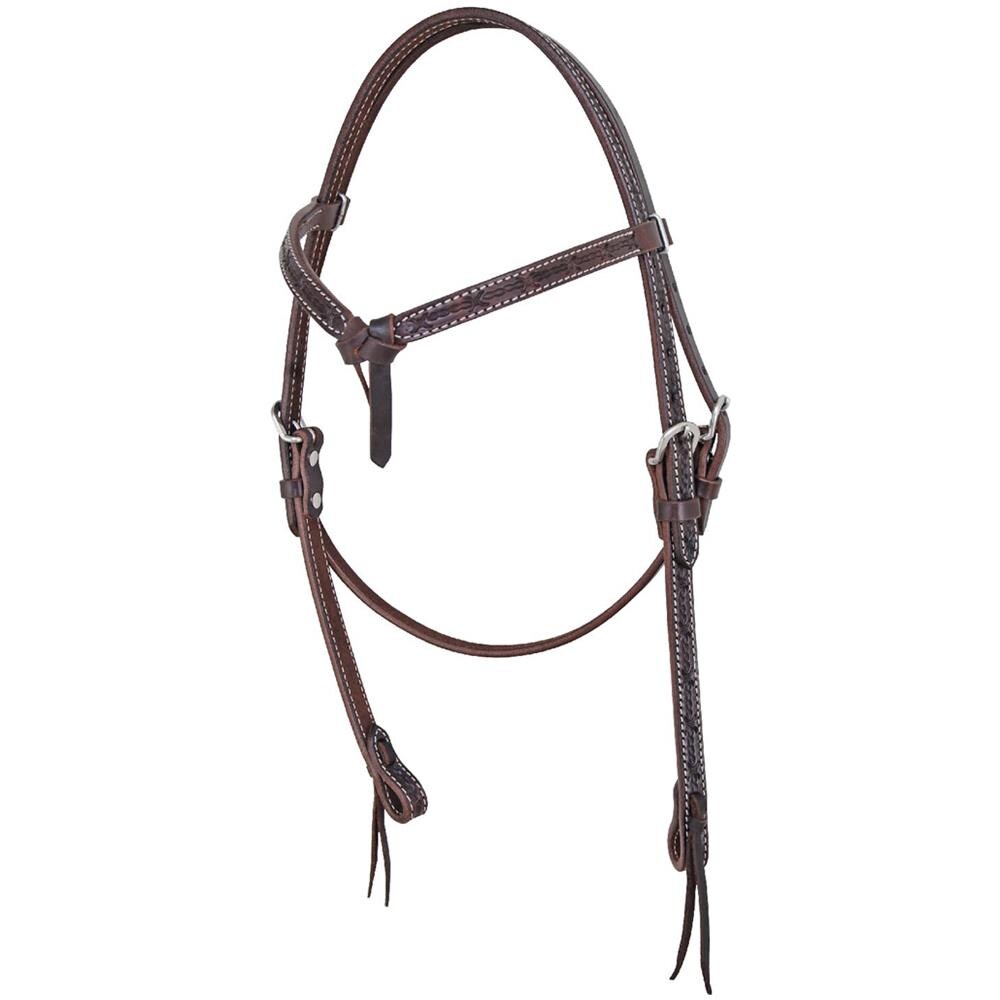 Testiera western con frontalino a fiocco: Taglia unica, Cognac Marrone
