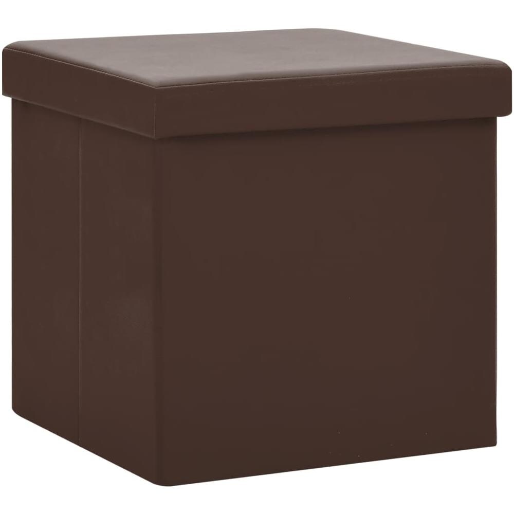 Sgabello Con Contenitore Pieghevole Marrone In Pvc - Foto 1