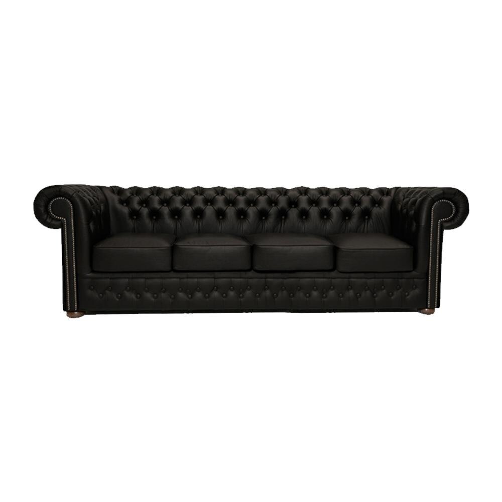 Divano First Class Pelle | 4 Posti | Nero Opaco | 12 Anni Di Garanzia - Foto 1