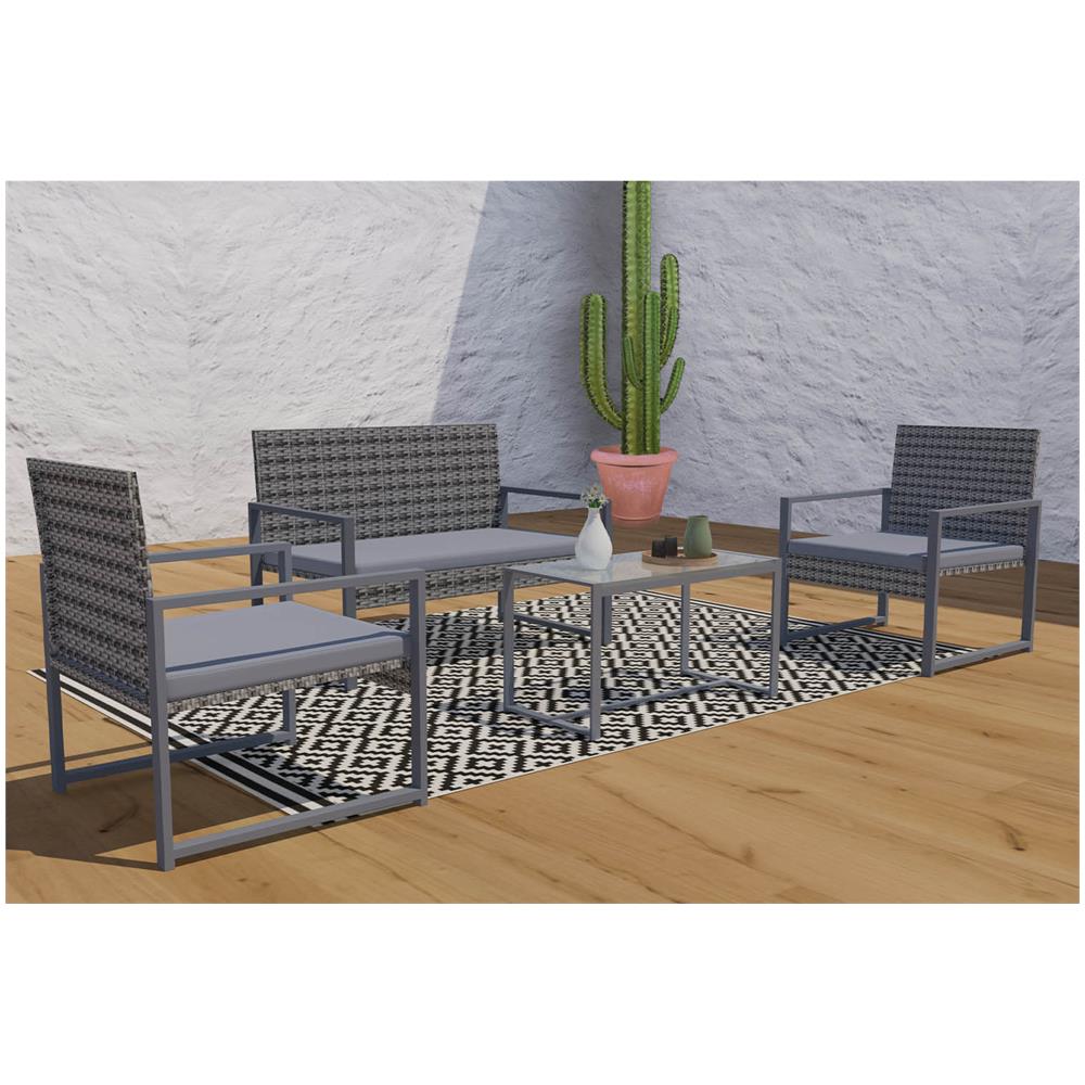 Salotto Da Giardino Bassi 4p In Resina Intrecciata Grigio Scuro Esna - Foto 2