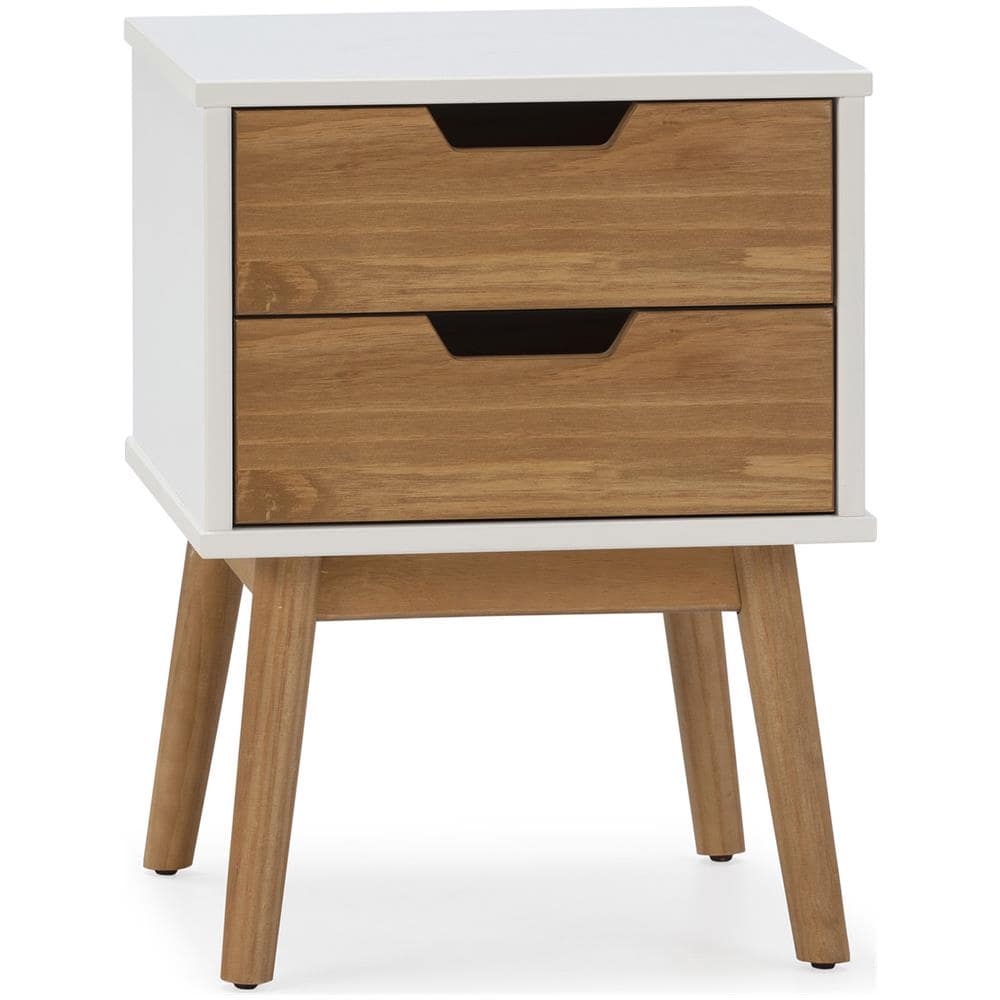 Comodino Baku 2 Cassetti Bianco /legno, Legno Massello - Foto 1