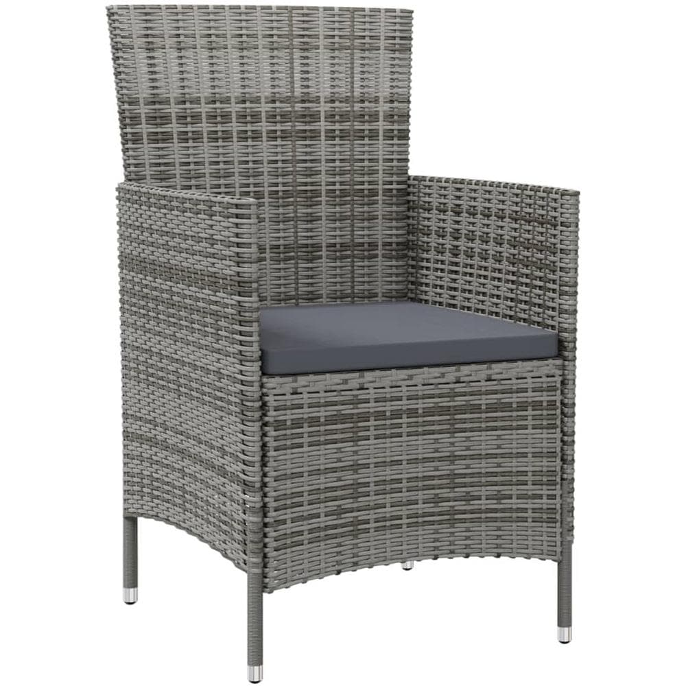 Set Da Pranzo Per Esterni 7 Pz Con Cuscini In Polyrattan Grigio - Foto 3