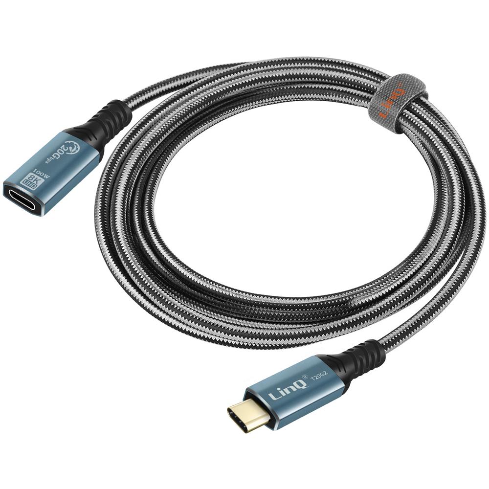 Cavo Prolunga Usb-c Carica 100w Video 8k Trasferimento 20gbps 2 Metri, Grigio - Foto 1
