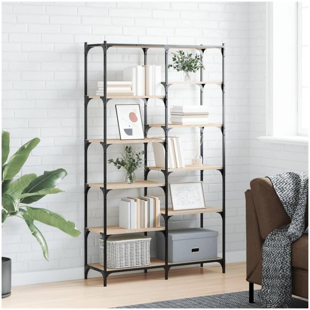 Libreria Rovere Sonoma 100x32x170 Cm Legno Multistrato E Ferro - Foto 1