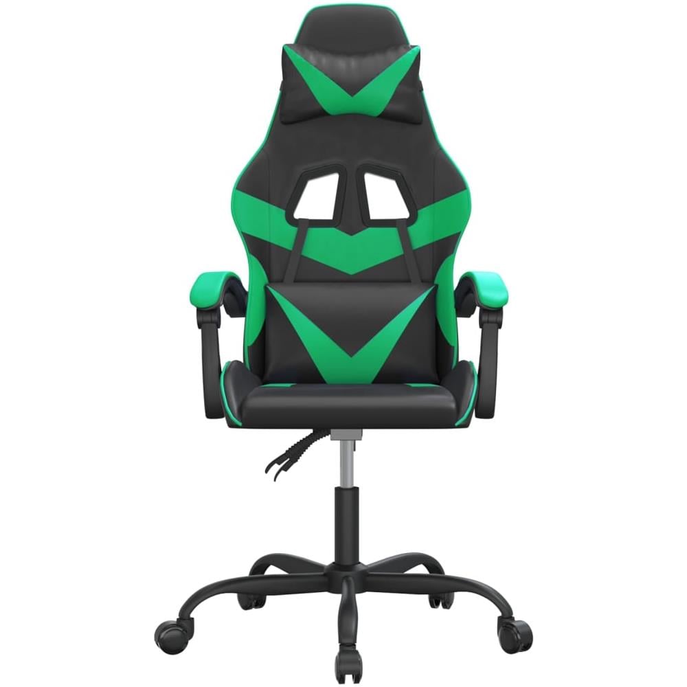 Sedia da Gaming Girevole Nera e Verde in Similpelle - Foto 2