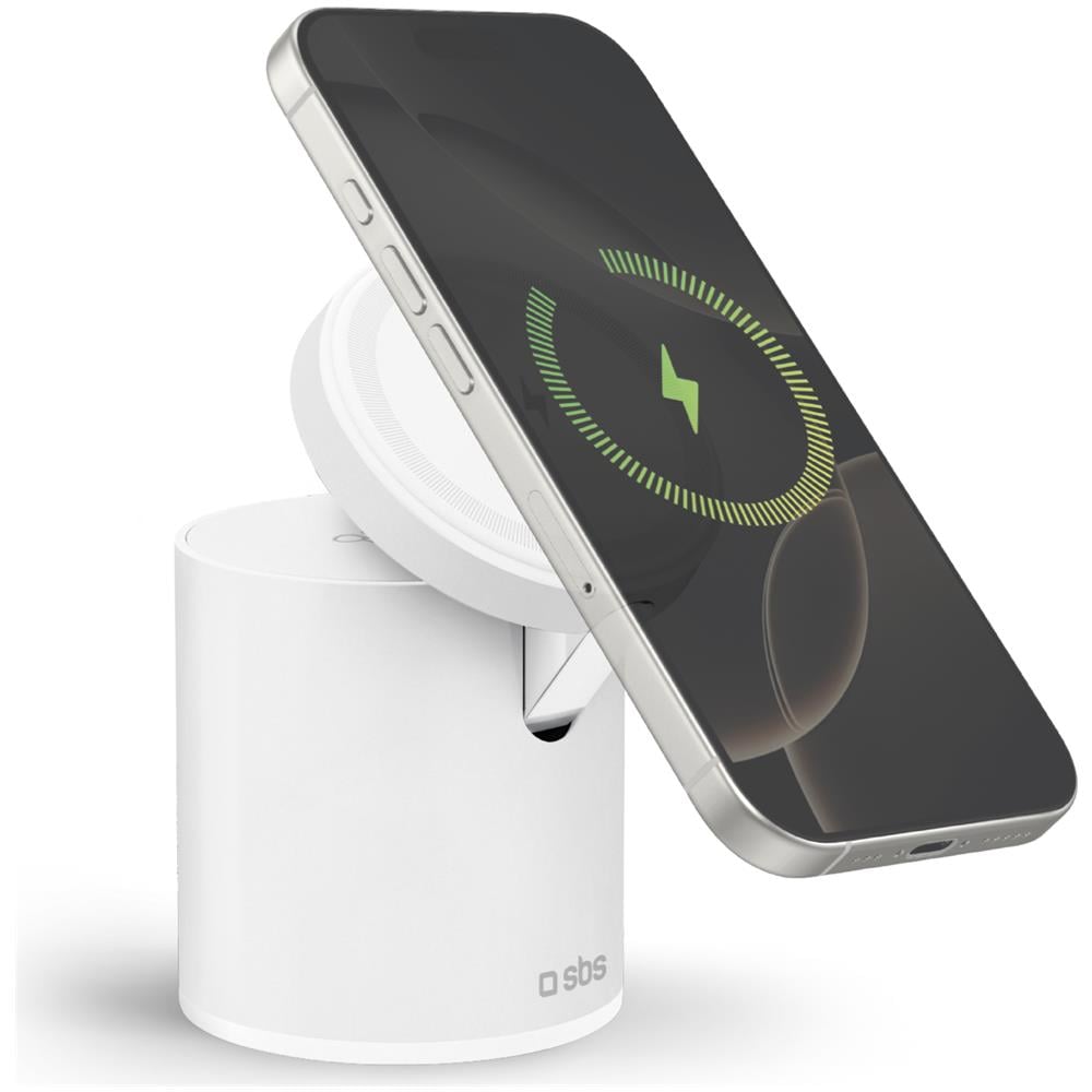 TEWIRMAGFOLD2IN1 Caricabatterie per dispositivi mobili Auricolare, Smartphone Bianco USB Carica wireless Ricarica rapida Interno - Foto 1